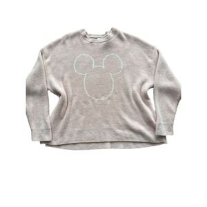 Disney Mickey Mouse Fuzzy Knit Sweater Blush Pink Eyelash Soft Women's 1X